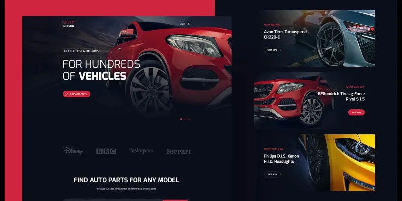 Website design for an auto parts store in Toronto